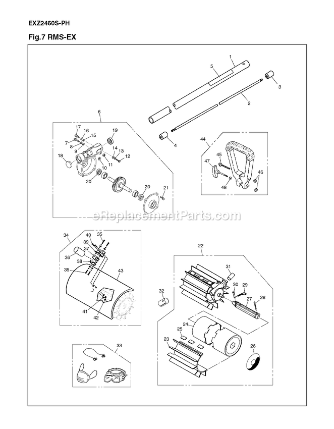 Product Complete Diagram and Parts List for RMS-EX 000101 AND UP RedMax Edger