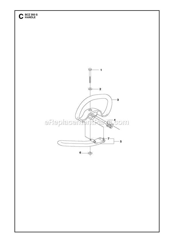 Handle Diagram and Parts List for BCZ350S  RedMax Brush Cutter