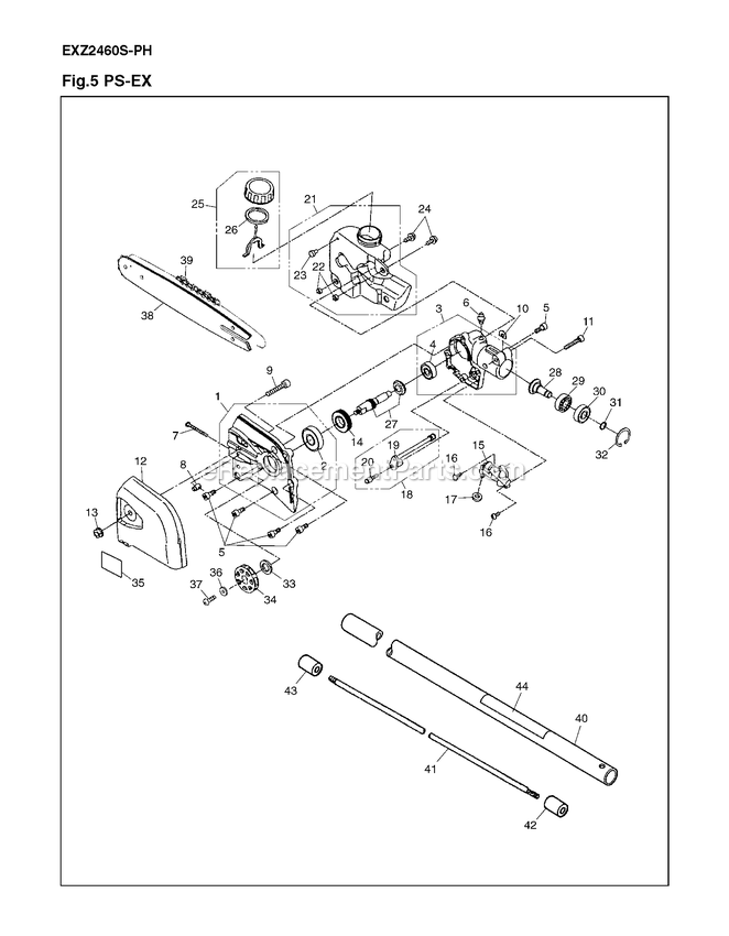 Product Complete Diagram and Parts List for PS-EX 000101 AND UP RedMax Edger