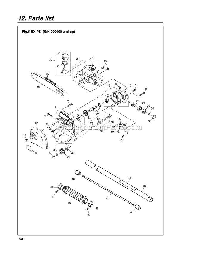 Cutting Equipment Diagram and Parts List for PS-EX 000000 - 000100 RedMax Edger
