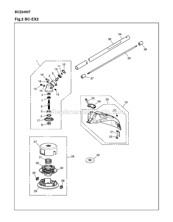 Cutting Equipment 1 Diagram and Parts List for EXZ2450S-PH 60100000 AND UP RedMax Edger