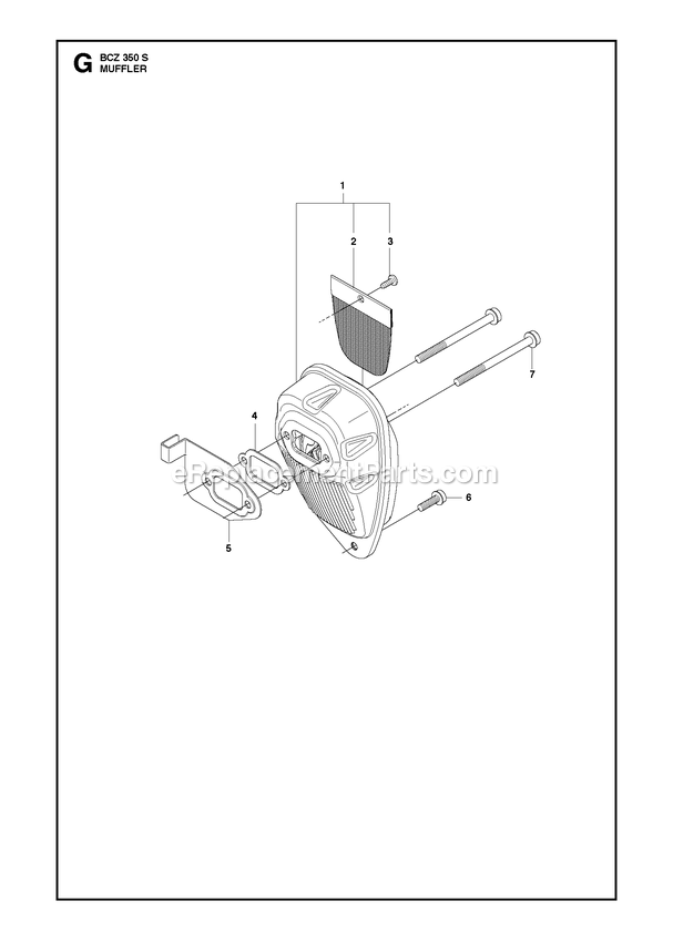 Muffler Diagram and Parts List for BCZ350S  RedMax Brush Cutter
