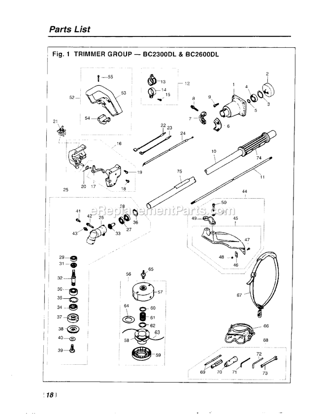 Drive Diagram and Parts List for BC2600DL 660001 - 978728 RedMax Edger