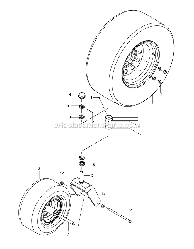 Wheels And Tires Diagram and Parts List for CZT61 (967671401-00)(2017-09) RedMax Lawn Tractor