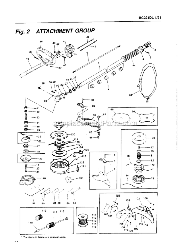 Drive Diagram and Parts List for BC221DL 000001 AND UP RedMax Edger