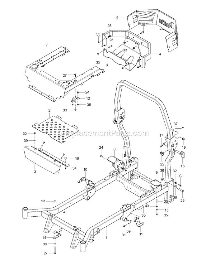 Frame Diagram and Parts List for CZT48X (967671601-00)(2017-09) RedMax Lawn Tractor