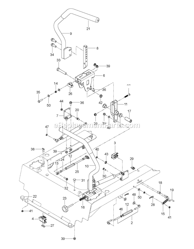 Steering Diagram and Parts List for CZT48X (967671601-00)(2017-09) RedMax Lawn Tractor