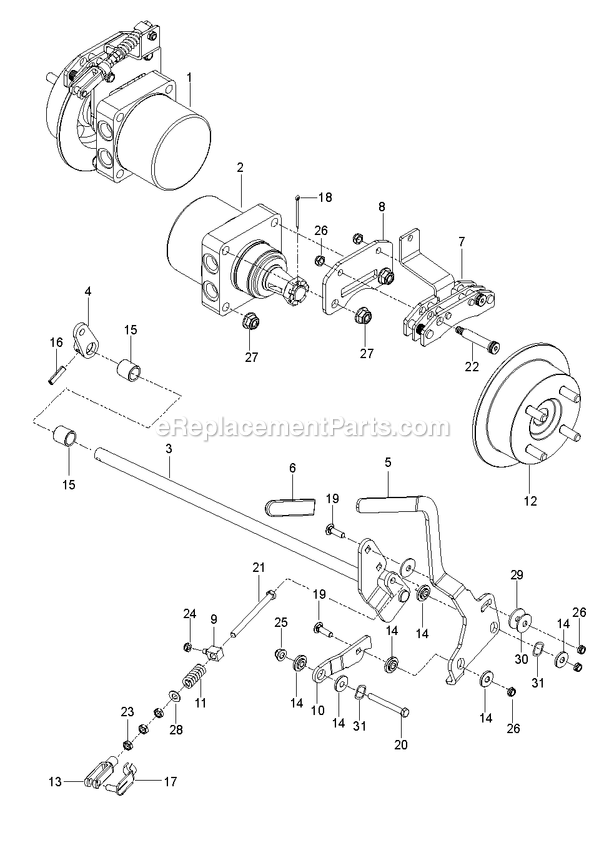 Parking Brake Diagram and Parts List for CZT60L (967943701-00)(2018-09) RedMax Lawn Tractor
