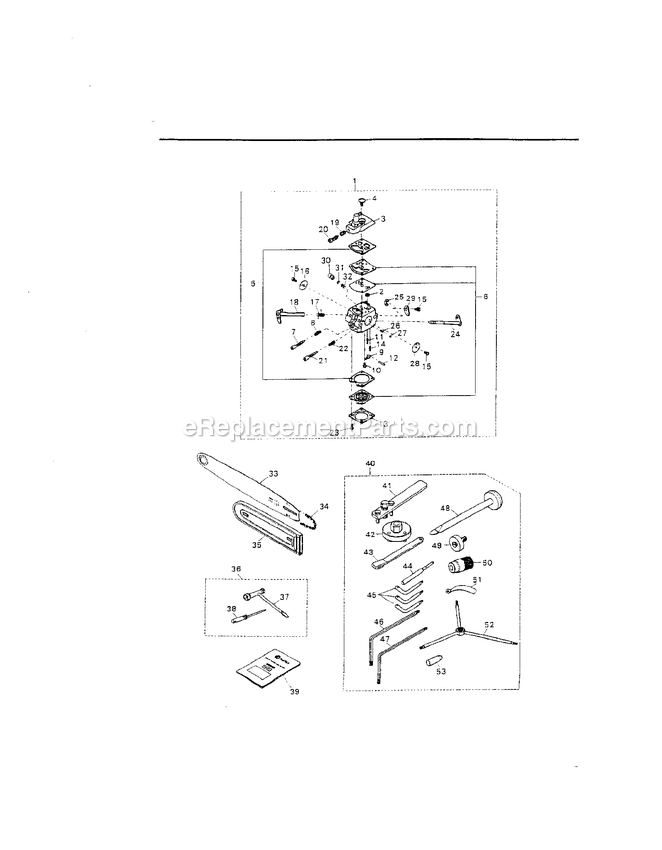 Carburetor Diagram and Parts List for G455AVS 104866 - 918746 RedMax Chainsaw