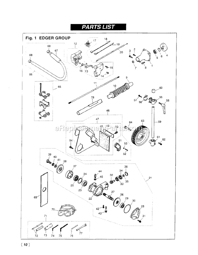 Cutting Equipment Diagram and Parts List for HE2600 600870 - 660000 RedMax Edger