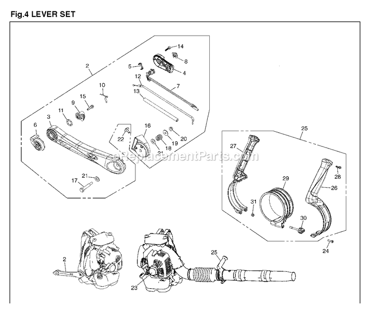 Handle And Controls Diagram and Parts List for EBZ8500 (10200101 AND UP)(2014-04) RedMax Leaf Blower / Vacuum