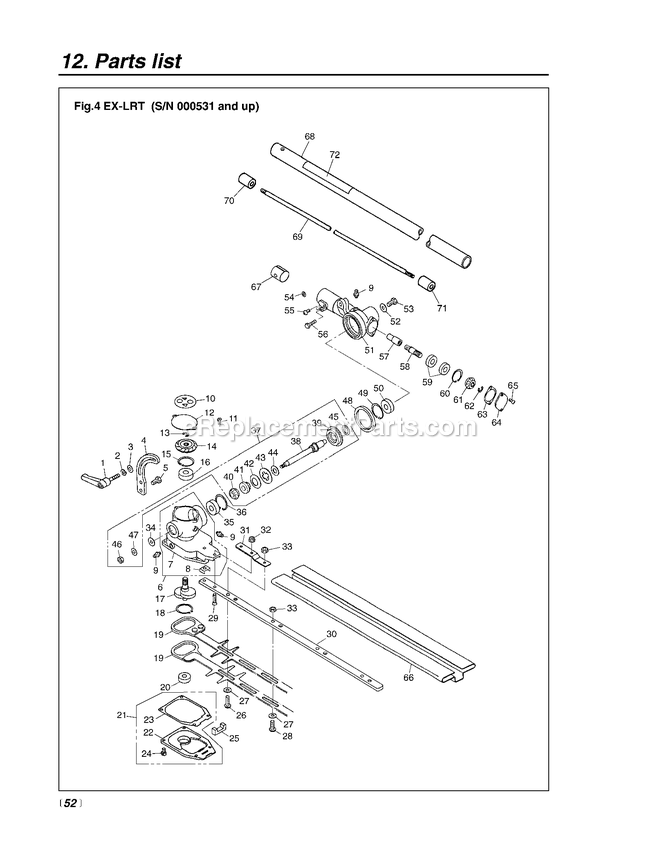 Cutting Equipment Diagram and Parts List for LRT-EX 000531 AND UP RedMax Edger