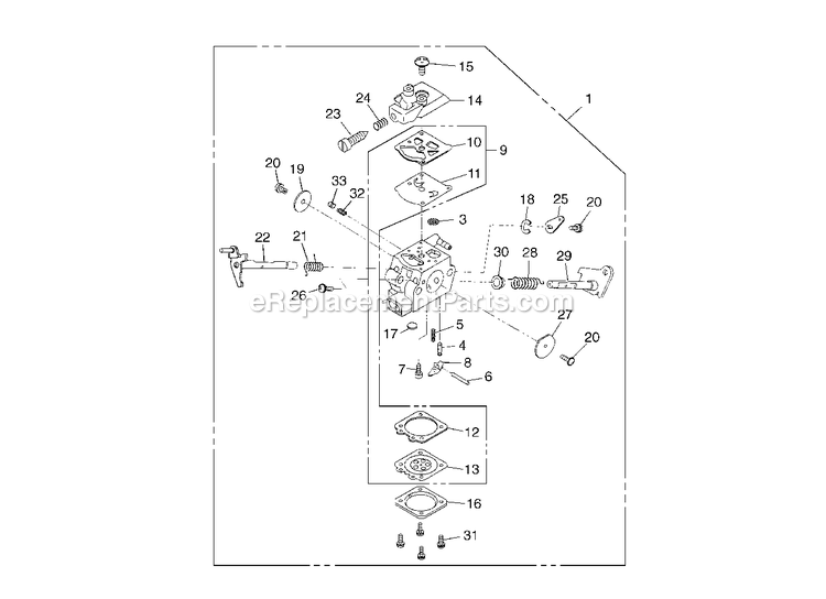 Carburetor Details Diagram and Parts List for GZ4500 (703782 AND UP)(2012-08) RedMax Chainsaw