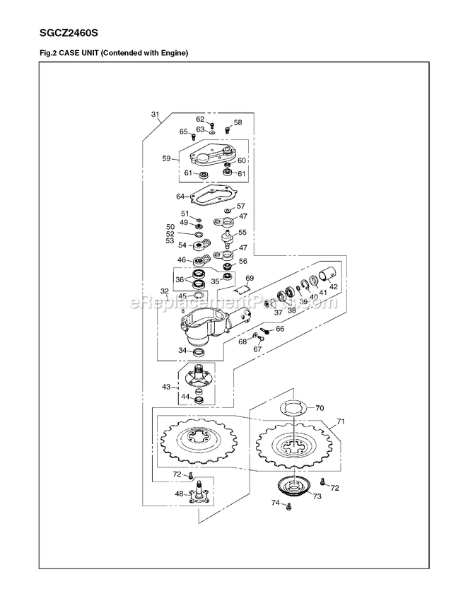 Clutch And Oil Pump Diagram and Parts List for SGCZ2460S 00100101 AND UP RedMax Edger