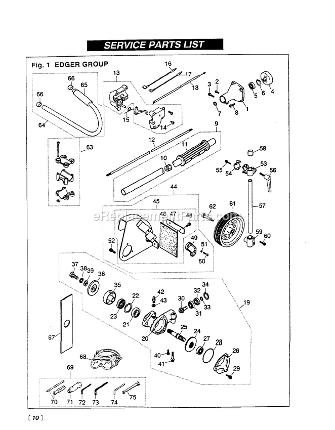 Cutting Equipment Diagram and Parts List for HE261 000001 AND UP RedMax Edger