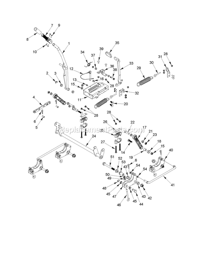 Mower Lift / Deck Lift Diagram and Parts List for CV48 (970465201)(2020-02) RedMax Lawn Tractor