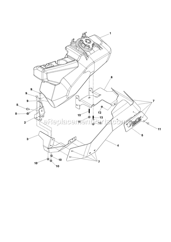 Fuel Tank 3 Diagram and Parts List for CZT60X  RedMax Lawn Tractor