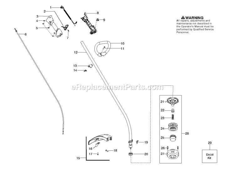Shaft And Handle Diagram and Parts List for BT280 000001 AND UP RedMax Edger