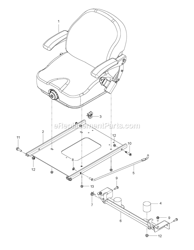 Seat Diagram and Parts List for CZT48X (967671601-00)(2017-09) RedMax Lawn Tractor