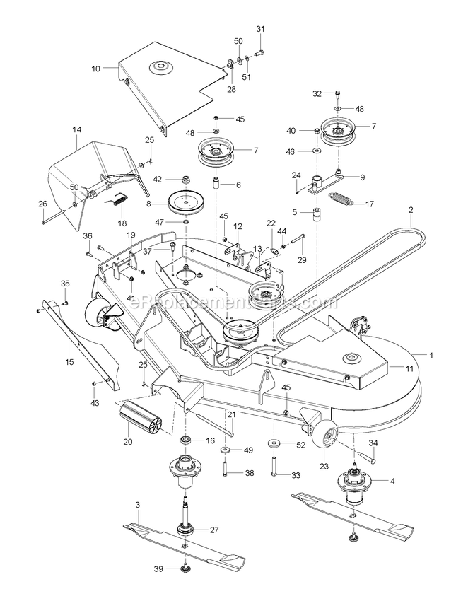 Mower Deck / Cutting Deck Diagram and Parts List for RZT61X (967671201-00)(2017-09) RedMax Lawn Tractor