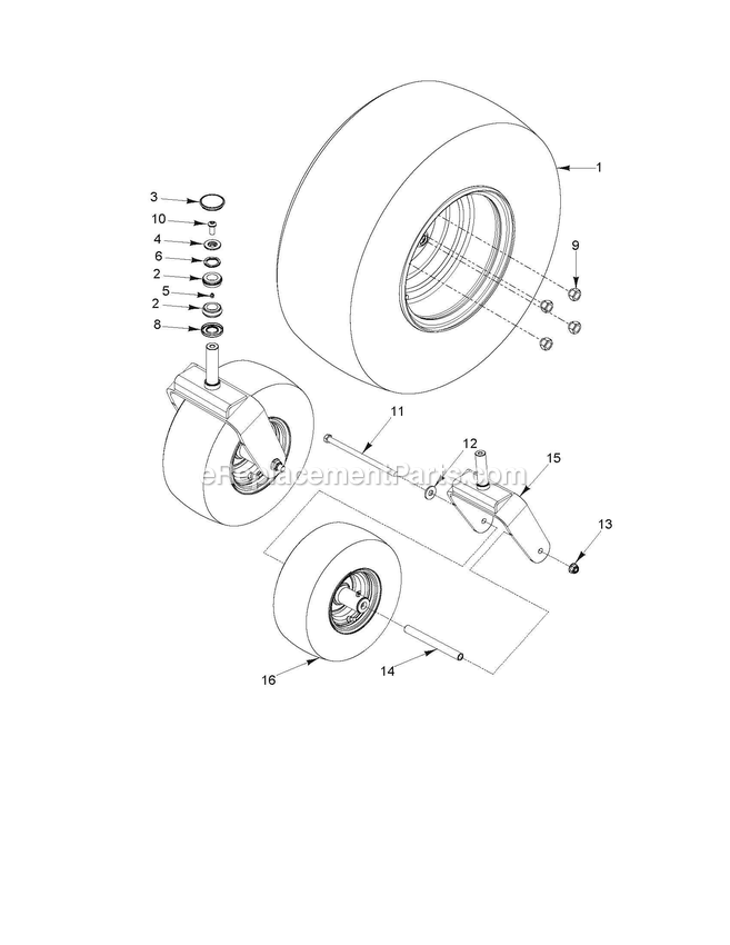Wheels And Tires Diagram and Parts List for CV48 (970465201)(2020-02) RedMax Lawn Tractor