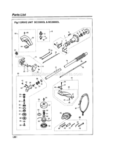 Drive Diagram and Parts List for BC2600DL 978729 AND UP RedMax Edger