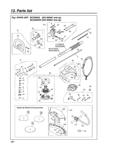 Drive Diagram and Parts List for BCZ2600S 50100000 AND UP RedMax Edger