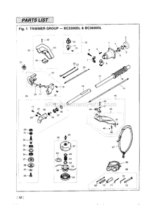Drive Diagram and Parts List for BC2600DL 507670 - 660000 RedMax Edger