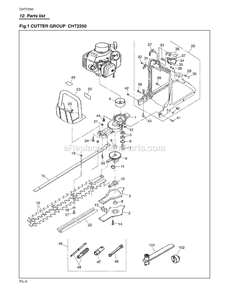 Drive Diagram and Parts List for CHT2250 90100101 AND UP RedMax Hedge Trimmer
