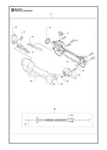 Throttle Controls Diagram and Parts List for BCZ350S  RedMax Brush Cutter