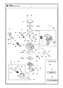 Carburetor Details Diagram and Parts List for GZ5000  RedMax Chainsaw