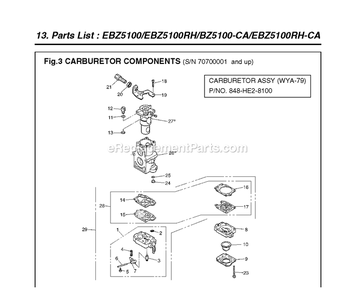 Part Location Diagram of 5215323-01 RedMax Tool-Set
