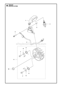 Ignition System Diagram and Parts List for HBZ260R (967089601)(2017-03) RedMax Leaf Blower / Vacuum