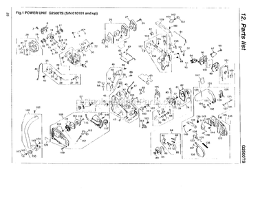 Engine Diagram and Parts List for G2500TS 010101 - 100100 RedMax Chainsaw