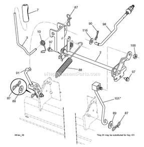 Mower Lift / Deck Lift Diagram and Parts List for YT1842 (96041044800)(2019-09) RedMax Lawn Tractor