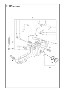 Crankcase Diagram and Parts List for G9000  RedMax Chainsaw