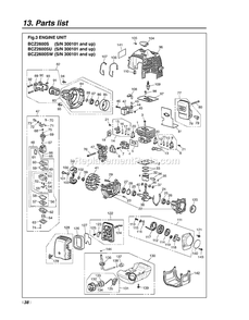 Engine Diagram and Parts List for BCZ2600S 300101 - 5009999 RedMax Edger