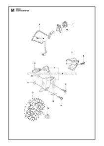 Ignition System Diagram and Parts List for GZ360  RedMax Chainsaw