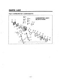 Carburetor Diagram and Parts List for EBA431 509227 - 711926 RedMax Leaf Blower / Vacuum