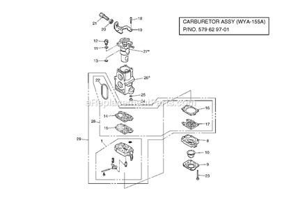 Carburetor Details Diagram and Parts List for EBZ8500RH (10200101 AND UP)(2012-08) RedMax Leaf Blower / Vacuum