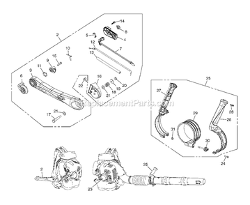 Handle And Controls Diagram and Parts List for EBZ7500 (01200101 AND UP)(2012-08) RedMax Leaf Blower / Vacuum