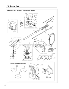Drive Diagram and Parts List for BCZ2601S 60100101 AND UP RedMax Edger