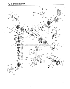 Engine Diagram and Parts List for HT230 000001 AND UP RedMax Hedge Trimmer