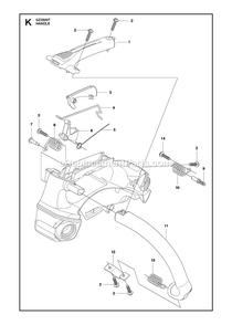 Handle Diagram and Parts List for GZ3500T  RedMax Chainsaw