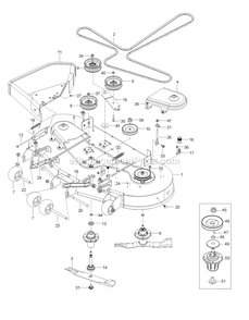 Mower Deck / Cutting Deck Diagram and Parts List for CZTE54  RedMax Lawn Tractor