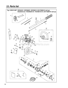 Cutting Equipment Diagram and Parts List for HEZ2602SCA 70200101 AND UP RedMax Edger