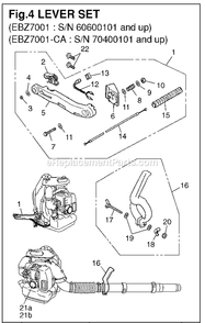 Handle And Controls Diagram and Parts List for EBZ7001 60600101 AND UP RedMax Leaf Blower / Vacuum