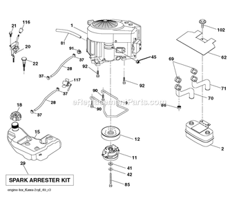 Engine Diagram and Parts List for GT2454F (96043023800)(2017-10) RedMax Lawn Tractor