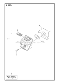 Muffler Diagram and Parts List for GZ500  RedMax Chainsaw