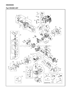 Engine Diagram and Parts List for HEZ3050S 90900101 AND UP RedMax Edger